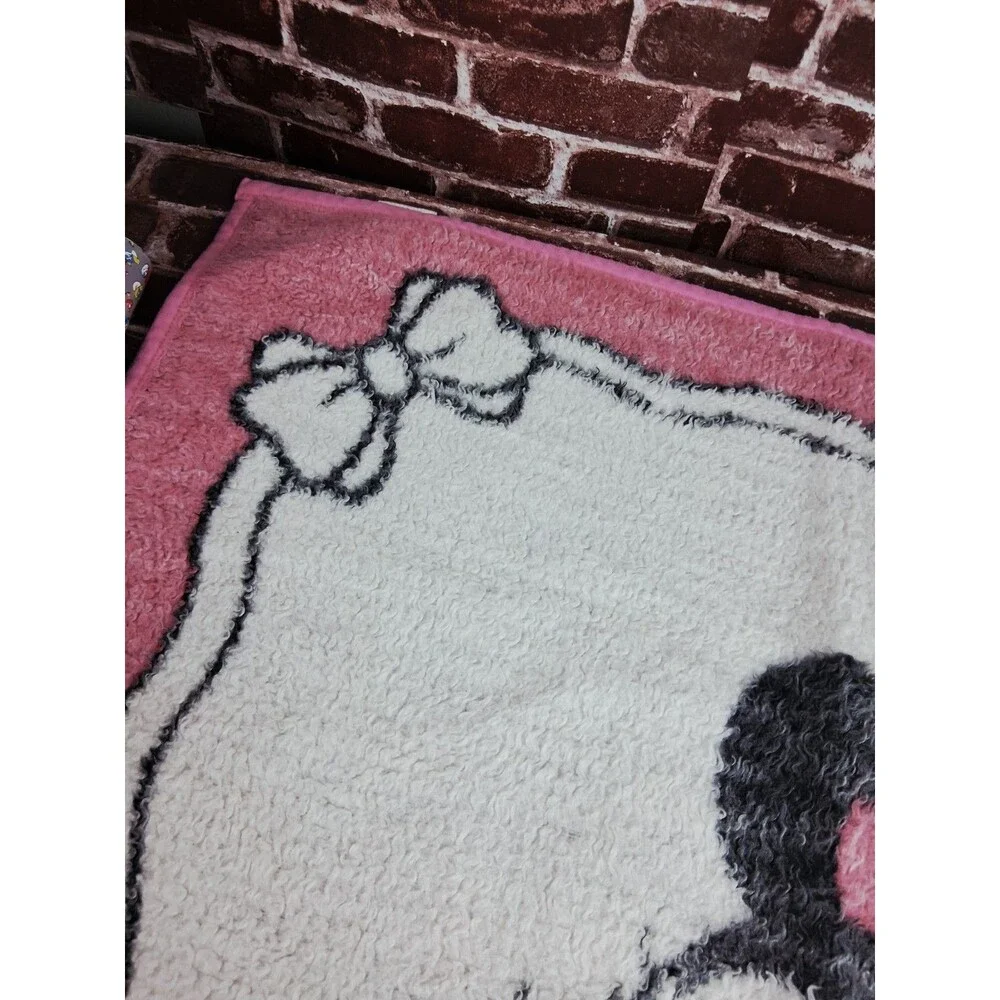 VTG Biederlack Blanket Disney Minnie Mouse Fleece Throw Reversible Pink 38x54